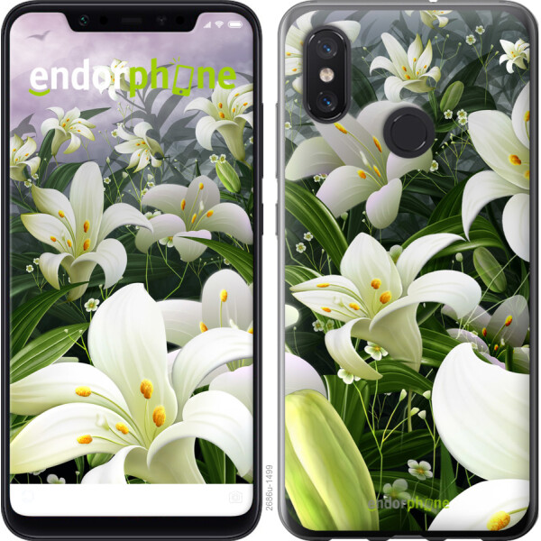 

Чехол на Xiaomi Mi8 Белые лилии 2686u-1499, Силикон