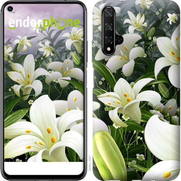 

Чехол на Huawei Honor 20 Белые лилии 2686u-1697, Силикон