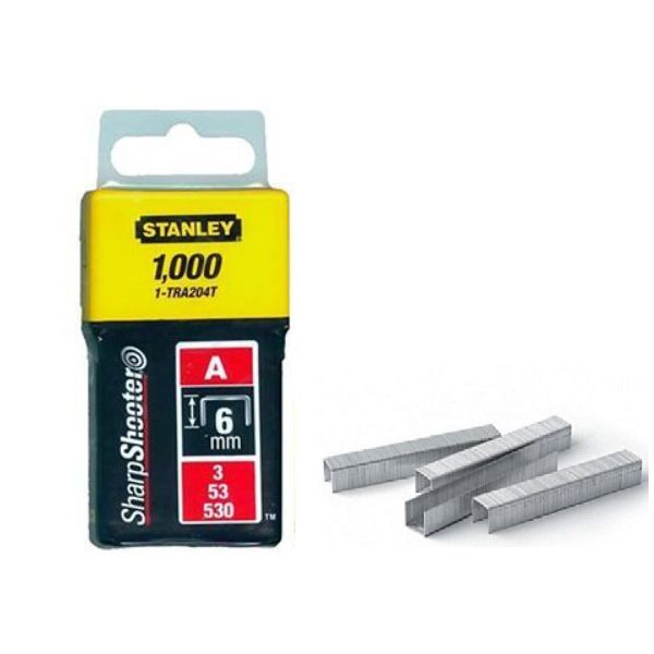

Скобы STANLEY тип А, 6мм, в степлера ручного Light Duty, 1000шт (1-TRA204T)