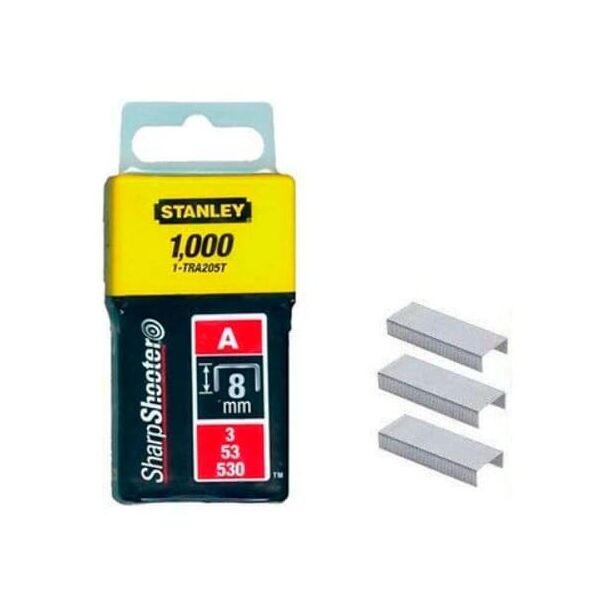 

Скобы STANLEY тип А, 8мм, в степлера ручного Light Duty, 1000шт (1-TRA205T)