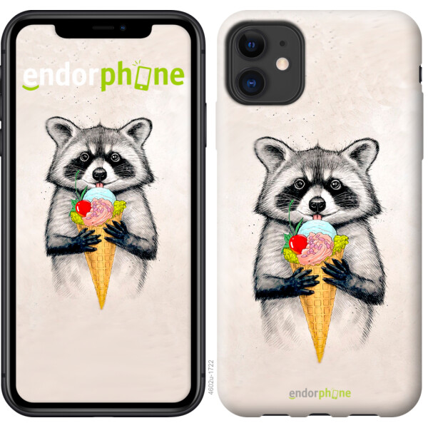 

Чехол на iPhone 11 Енотик с мороженым 4602m-1722, Пластик матовый
