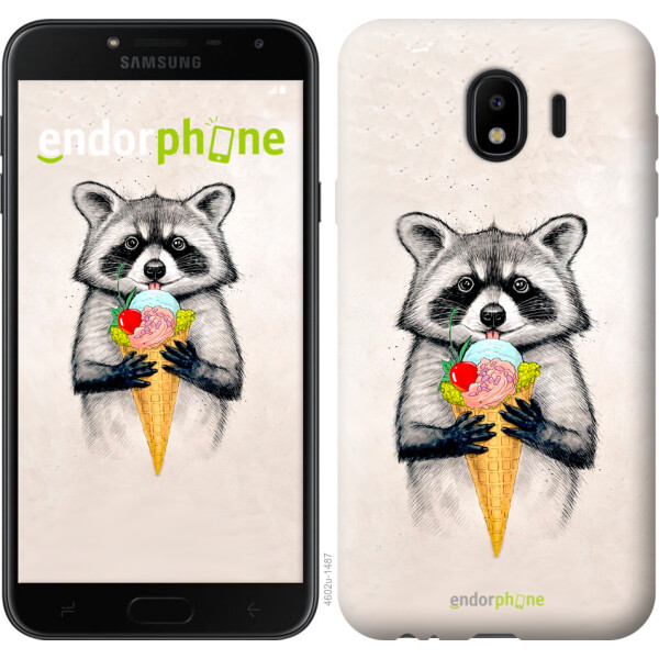 

Чехол на Samsung Galaxy J4 2018 Енотик с мороженым 4602u-1487, Силикон