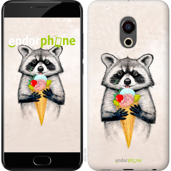 Чехол на Meizu Pro 6 Енотик с мороженым 4602u-293, Силикон