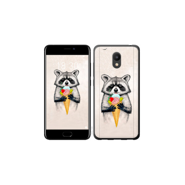 

Чехол на Meizu M6 Енотик с мороженым 4602u-1349, Силикон