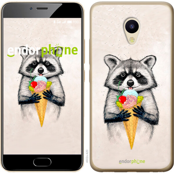 

Чехол на Meizu M5 Енотик с мороженым 4602u-420