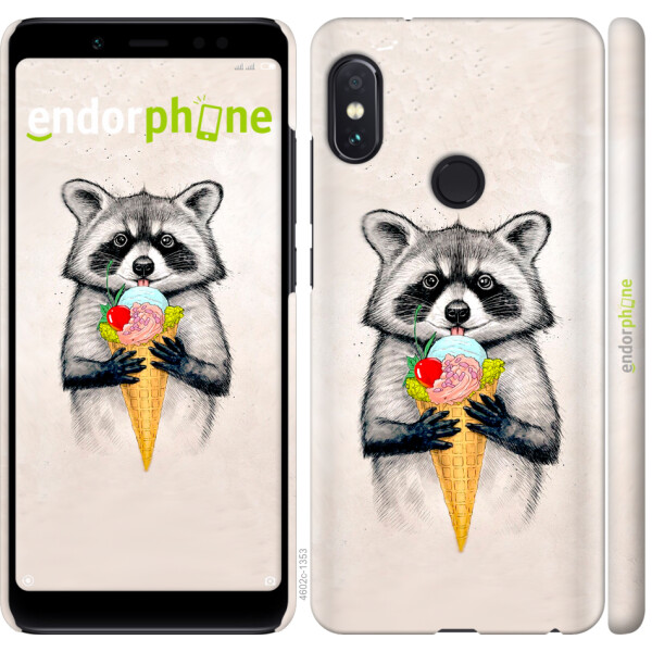 

Чехол на Xiaomi Redmi Note 5 Pro Енотик с мороженым 4602u-1353, Силикон