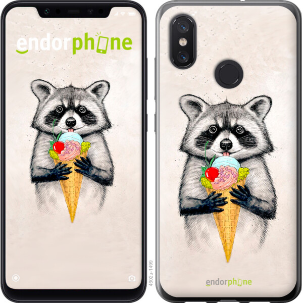 

Чехол на Xiaomi Mi8 Енотик с мороженым 4602u-1499, Силикон