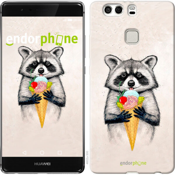 

Чехол на Huawei P9 Plus Енотик с мороженым 4602u-300, Силикон