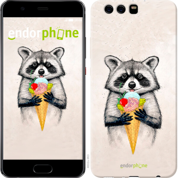 

Чехол на Huawei P10 Plus Енотик с мороженым 4602u-963, Силикон