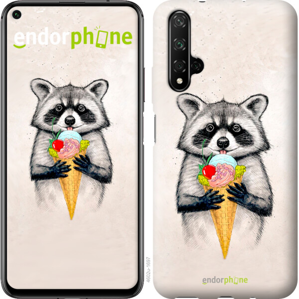 

Чехол на Huawei Honor 20 Енотик с мороженым 4602u-1697, Силикон
