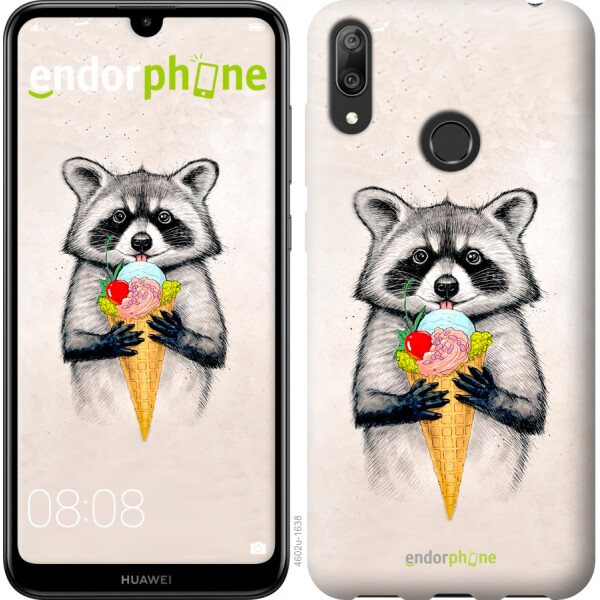 

Чехол на Huawei Y7 2019 Енотик с мороженым 4602u-1638, Силикон