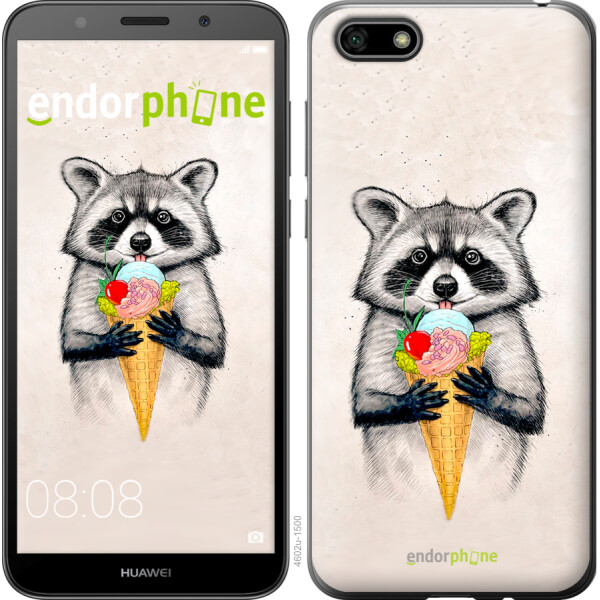 

Чехол на Huawei Y5 2018 Енотик с мороженым 4602t-1500, 2D пластик