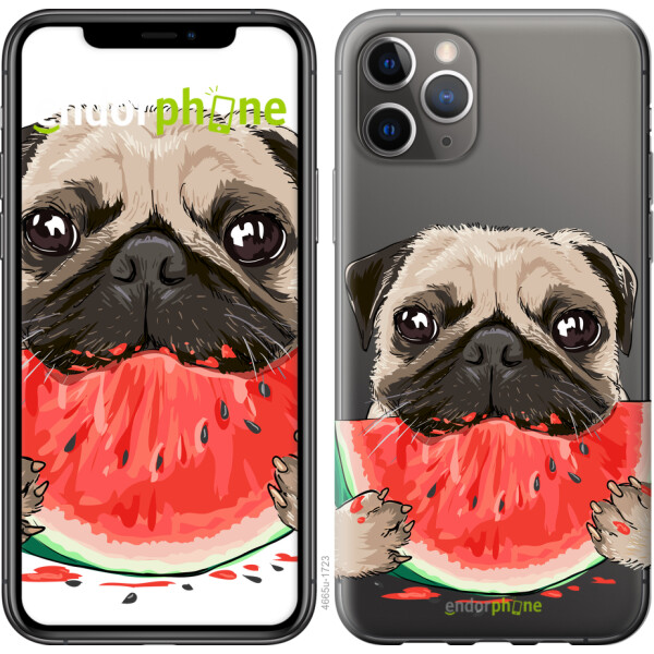 

Чехол на iPhone 11 Pro Max Мопс и арбуз 4665c-1723, Пластик глянцевый
