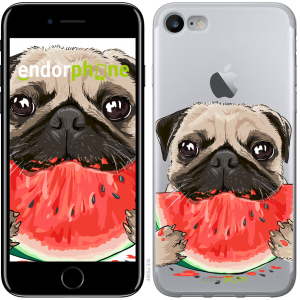 

Чехол на iPhone 7 Мопс и арбуз 4665u-336, Силикон