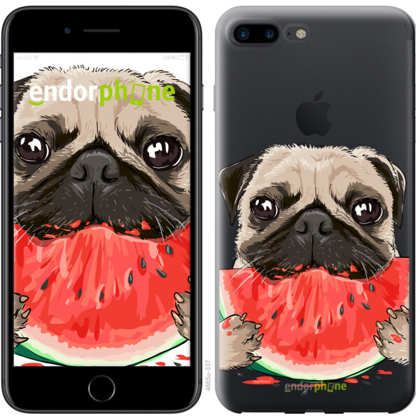 

Чехол на iPhone 7 Plus Мопс и арбуз 4665m-337, Пластик матовый