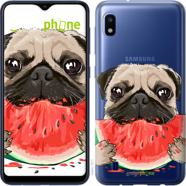 

Чехол на Samsung Galaxy A10 2019 A105F Мопс и арбуз 4665u-1671