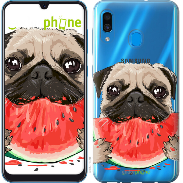 

Чехол на Samsung Galaxy A30 2019 A305F Мопс и арбуз 4665u-1670, Силикон
