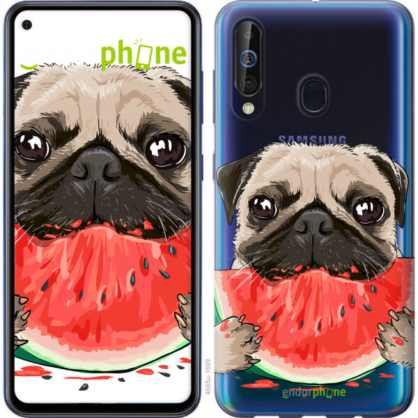 

Чехол на Samsung Galaxy A60 2019 A606F Мопс и арбуз 4665u-1699
