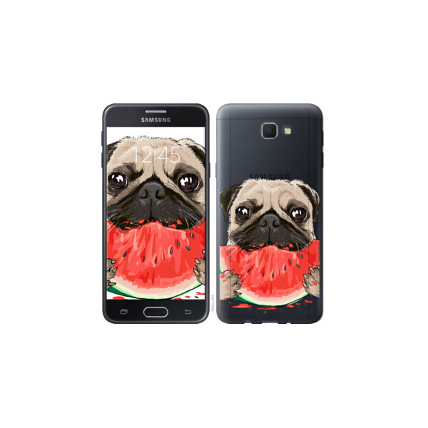 

Чехол на Samsung Galaxy J5 Prime Мопс и арбуз 4665t-465