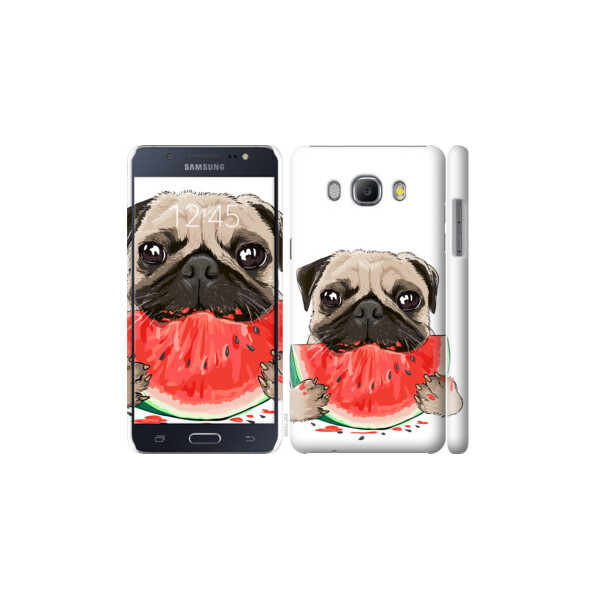 

Чехол на Samsung Galaxy J5 (2016) J510H Мопс и арбуз 4665c-264, Пластик глянцевый