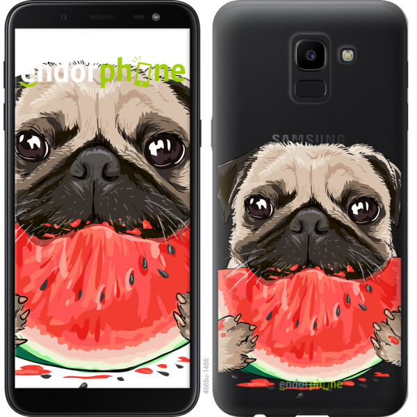 

Чехол на Samsung Galaxy J6 2018 Мопс и арбуз 4665u-1486, Силикон