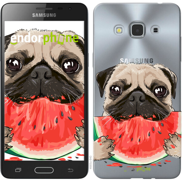 

Чехол на Samsung Galaxy J3 Pro Мопс и арбуз 4665u-840, Силикон
