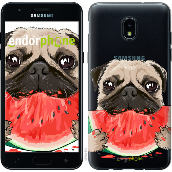 

Чехол на Samsung Galaxy J3 2018 Мопс и арбуз 4665u-1501