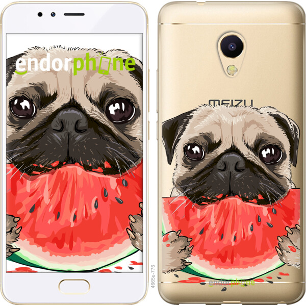 

Чехол на Meizu M5s Мопс и арбуз 4665u-776, Силикон