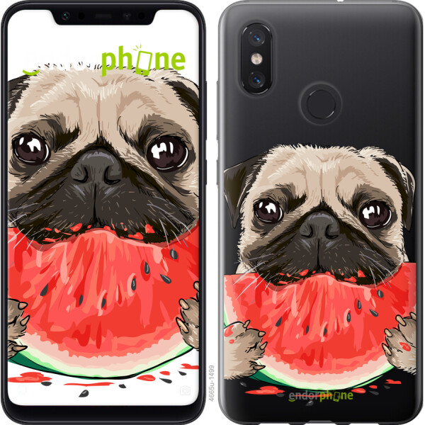 

Чехол на Xiaomi Mi8 Мопс и арбуз 4665u-1499, Силикон