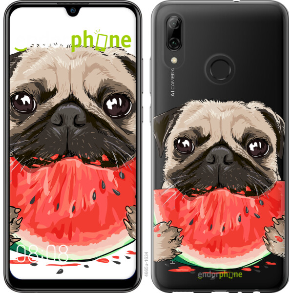 

Чехол на Huawei P Smart 2019 Мопс и арбуз 4665t-1634, 2D пластик