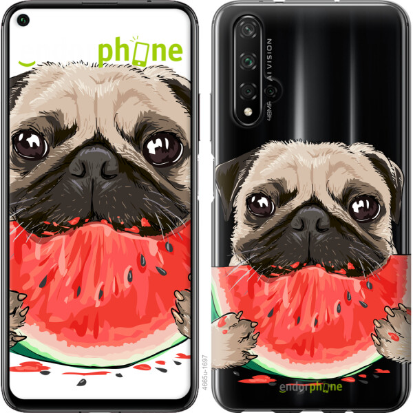 

Чехол на Huawei Honor 20 Мопс и арбуз 4665u-1697, Силикон