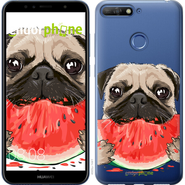 

Чехол на Huawei Y6 Prime 2018 Мопс и арбуз 4665u-1441