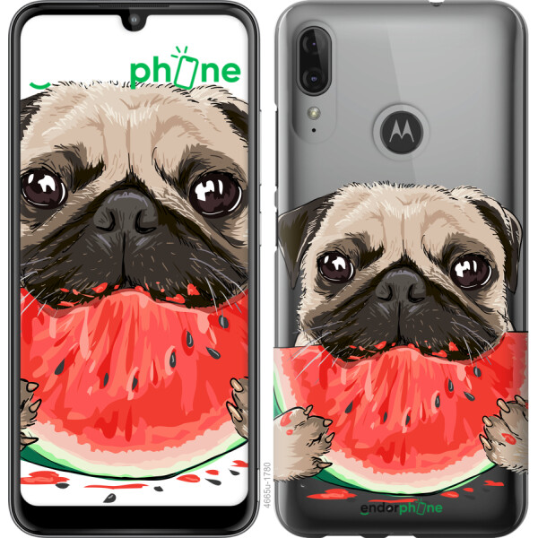 

Чехол на Motorola Moto E6 Plus Мопс и арбуз 4665u-1780