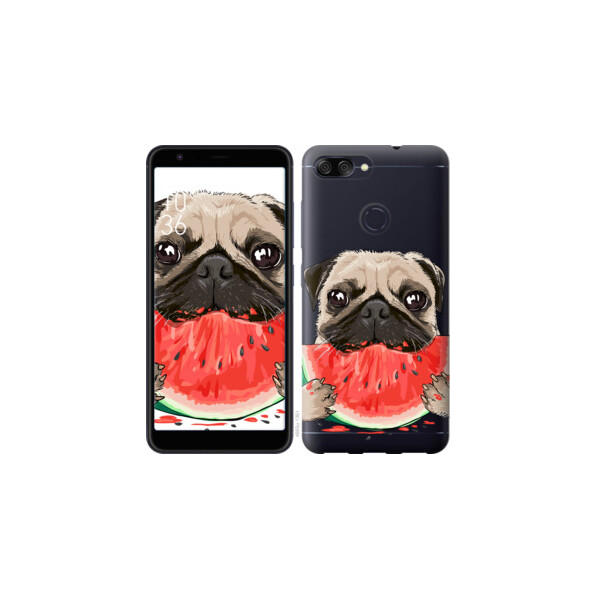 

Чехол на Asus ZenFone Max Plus M1 ZB570TL Мопс и арбуз 4665u-1361