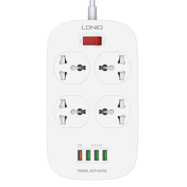 

Сетевой удлинитель фильтр Ldnio SC4407, 4 Розетки + 4 USB с функцией быстрой зарядки, 2 М, Сечение 3х0,75мм White