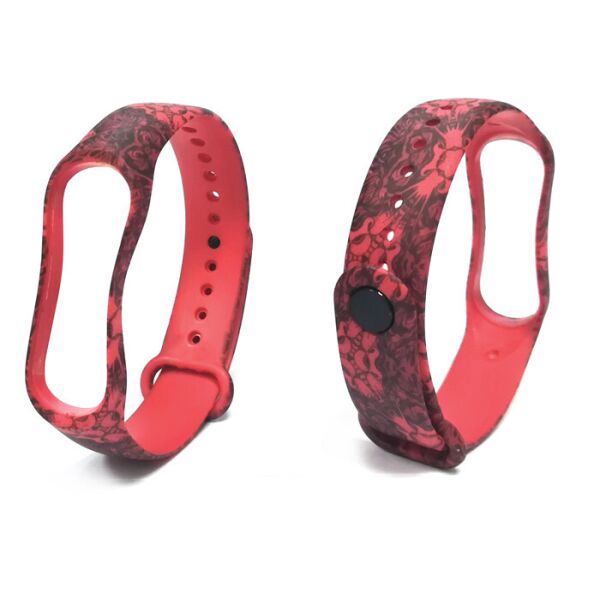 

Ремешок для Xiaomi Mi Band 3 / 4 силиконовый Print Цветы красный