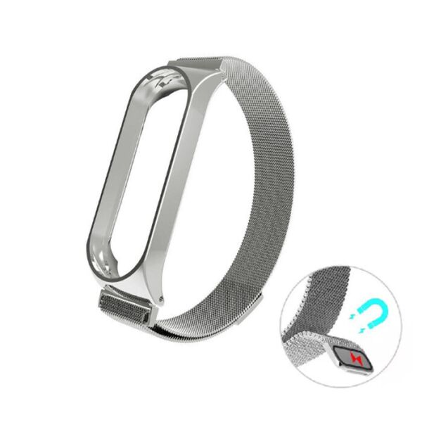

Ремешок для Xiaomi Mi Band 3 / 4 Миланская петля (Milanese Loop) металл с магнитным замком Серебристый