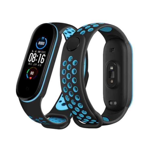 

Ремешок для Xiaomi Mi Band 5/Mi Band 6 силиконовый Sport style Black-Blue