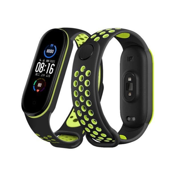 

Ремешок для Xiaomi Mi Band 5/Mi Band 6 силиконовый Sport style Black-Green