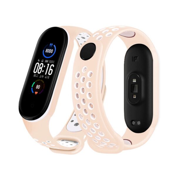 

Ремешок для Xiaomi Mi Band 5/Mi Band 6 силиконовый Sport style pinkSand-White
