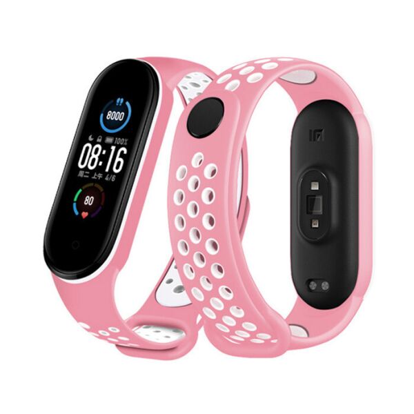 

Ремешок для Xiaomi Mi Band 5/Mi Band 6 силиконовый Sport style Pink-White