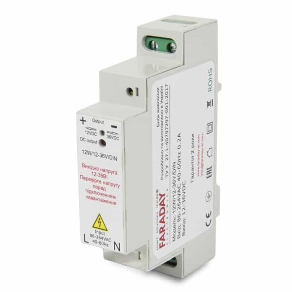 

Блок питания Faraday Electronics 12WDIN/12-36V для крепления на DIN рейку