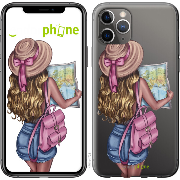 

Чехол на iPhone 11 Pro Max Девушка с картой 4704t-1723, 2D пластик