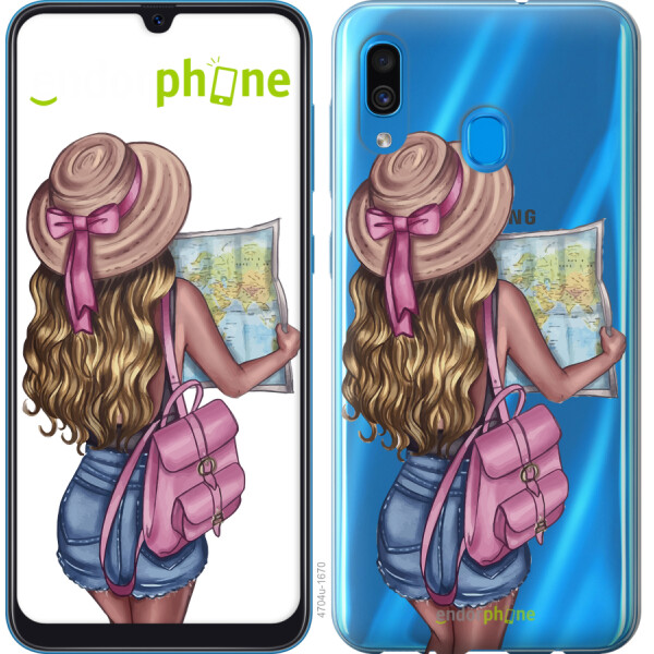 

Чехол на Samsung Galaxy A30 2019 A305F Девушка с картой 4704t-1670, 2D пластик