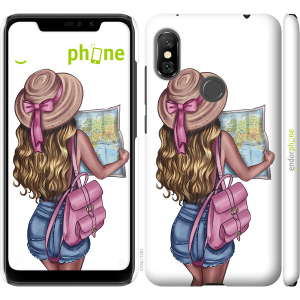 

Чехол на Xiaomi Redmi Note 6 Pro Девушка с картой 4704m-1551, Пластик матовый