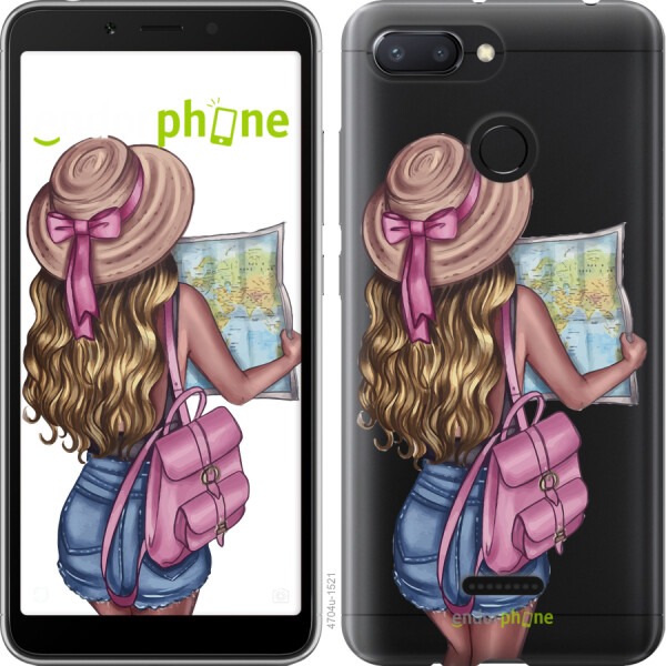 

Чехол на Xiaomi Redmi 6 Девушка с картой 4704u-1521, Силикон
