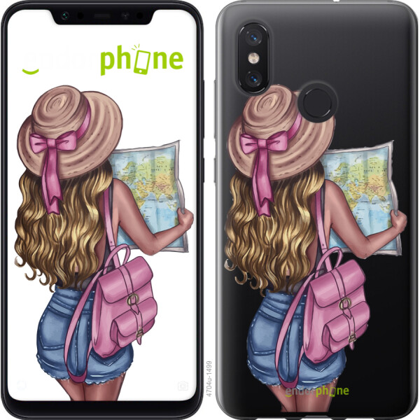 

Чехол на Xiaomi Mi8 Девушка с картой 4704u-1499, Силикон