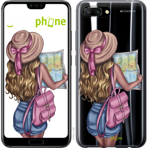 

Чехол на Huawei Honor 10 Девушка с картой 4704u-1496, Силикон