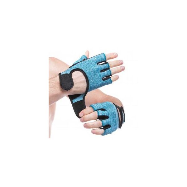 

Перчатки для фитнеca HARD TOCH FG-008 (PVC, PL, открытые пальцы, р-р XS-L, черный-голубой)