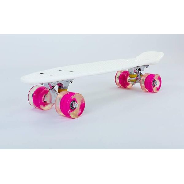 

Скейтборд пластиковый Penny LED WHEELS 22in со светящимися колесами SK-5672-9 (белый-розовый)